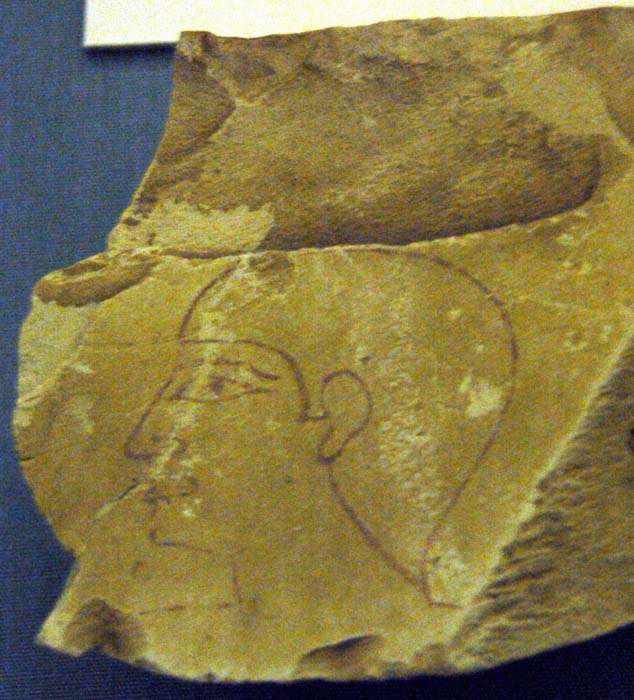 Ancient Egypt and Archaeology  Site Ostracon; Red ink drawing of a